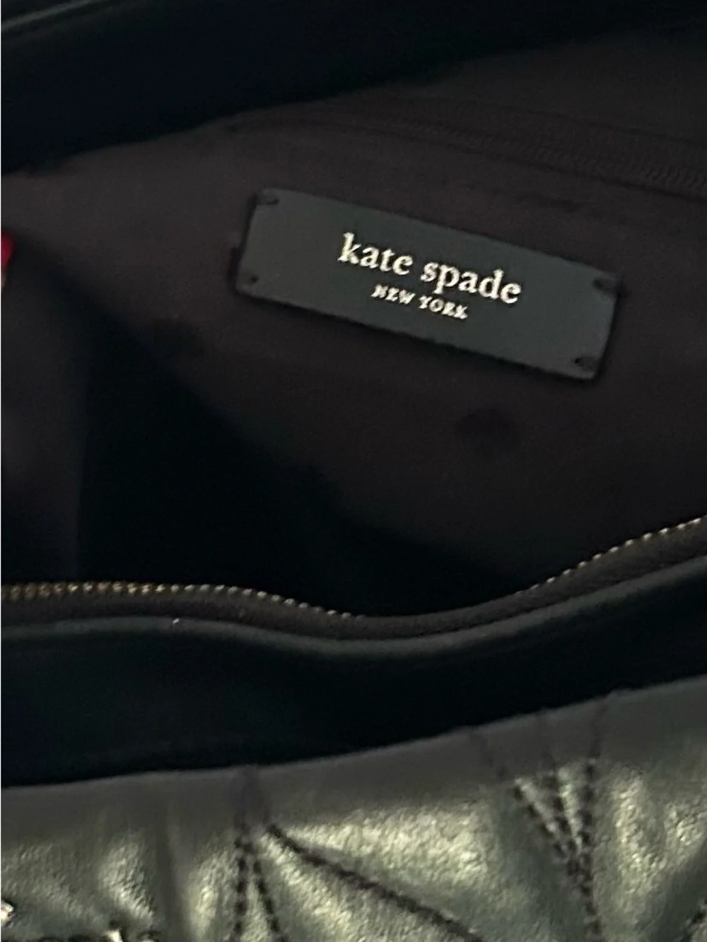 Kate Spade Black Quilted Leather Chain Shoulder Tote Bag Work Laptop bag